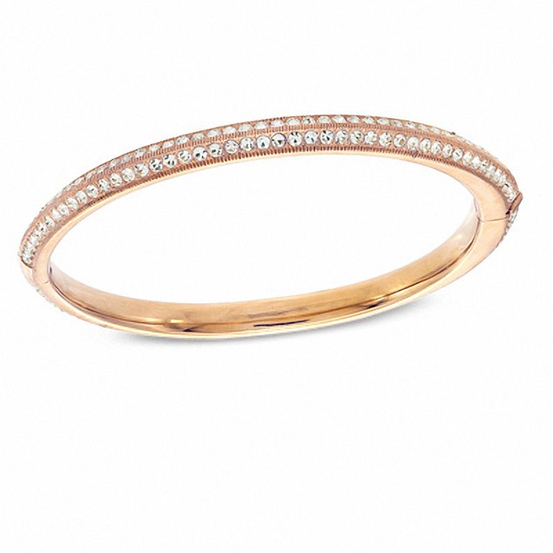 Main Image 1 of Crystal Bangle in Rose Rhodium Brass - 7.5"
