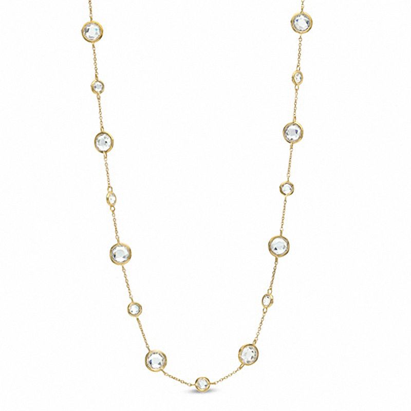 Main Image 1 of Cubic Zirconia and Crystal Necklace in Brass with 18K Gold Plate - 16"