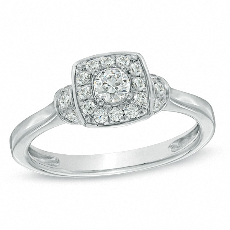 1/3 CT. T.W. Diamond Square Frame Engagement Ring in 10K White Gold