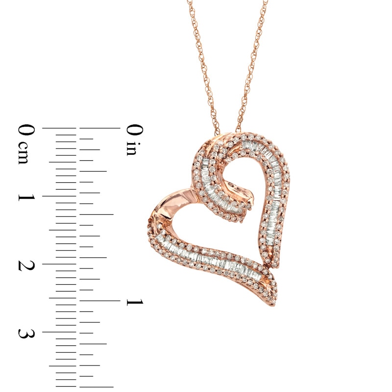Main Image 2 of 1/2 CT. T.W. Diamond Curly Heart Pendant in 10K Rose Gold
