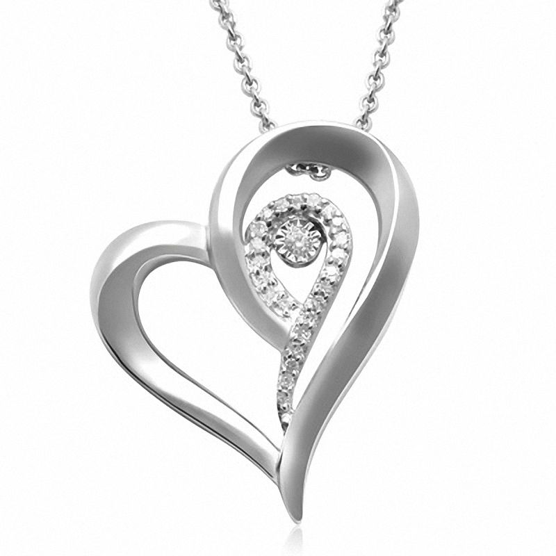 1/15 CT. T.W. Diamond Tilted Heart Pendant in Sterling Silver