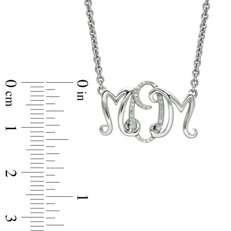 Main Image 2 of 1/10 CT. T.W. Diamond "MOM" Necklace in Sterling Silver