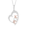 Thumbnail Image 1 of 1/4 CT. T.W. Diamond Tilted Heart "MOM" Pendant in 10K Two-Tone Gold