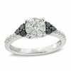 Thumbnail Image 1 of 3/4 CT. T.W. Enhanced Black and White Diamond Cluster Engagement Ring in 14K White Gold