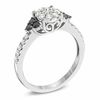 Thumbnail Image 2 of 3/4 CT. T.W. Enhanced Black and White Diamond Cluster Engagement Ring in 14K White Gold