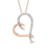 Thumbnail Image 1 of 1/5 CT. T.W. Diamond Tilted Ribbon Heart Pendant in 10K Rose Gold