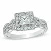 Thumbnail Image 0 of 3/4 CT. T.W. Princess-Cut Diamond Vintage-Style Engagement Ring in 14K White Gold
