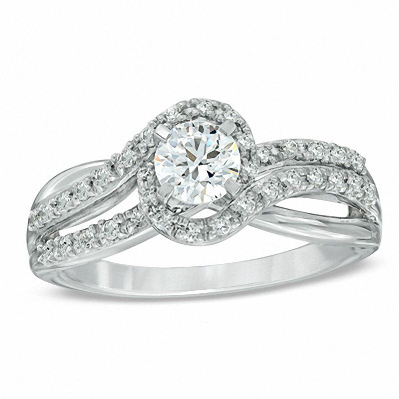 3/4 CT. T.W. Diamond Bypass Engagement Ring in 14K White Gold