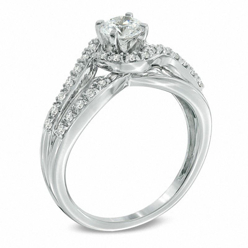 3/4 CT. T.W. Diamond Bypass Engagement Ring in 14K White Gold