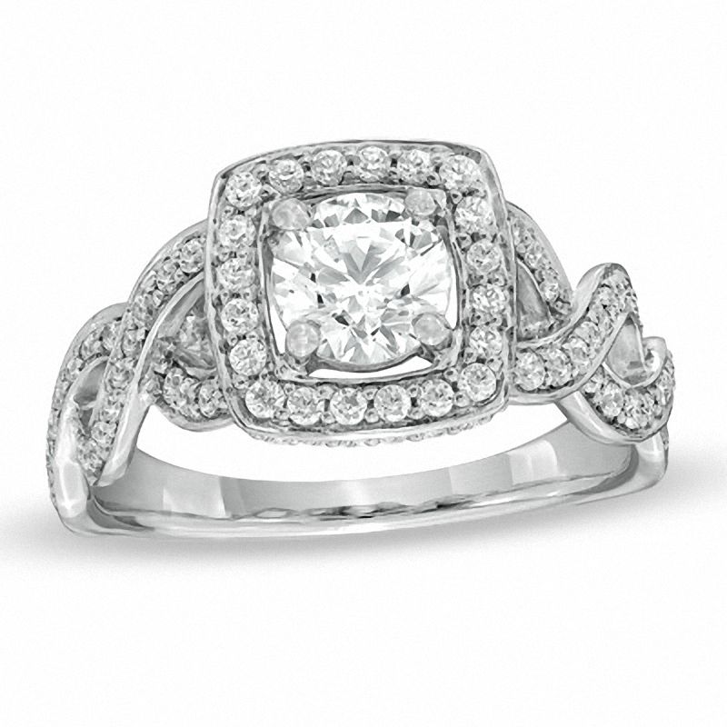 Main Image 1 of 1-1/2 CT. T.W. Diamond Twist Engagement Ring in 14K White Gold