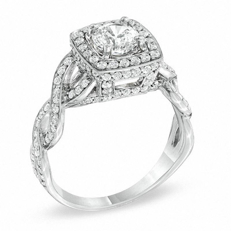 Main Image 2 of 1-1/2 CT. T.W. Diamond Twist Engagement Ring in 14K White Gold