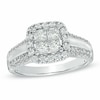 Thumbnail Image 0 of 1 CT. T.W. Princess-Cut Quad Diamond Frame Engagement Ring in 14K White Gold