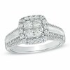 Thumbnail Image 0 of 1 CT. T.W. Princess-Cut Quad Diamond Frame Engagement Ring in 14K White Gold