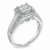 Thumbnail Image 1 of 1 CT. T.W. Princess-Cut Quad Diamond Frame Engagement Ring in 14K White Gold