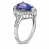 Thumbnail Image 1 of Pear-Shaped Tanzanite and 1/2 CT. T.W. Diamond Ring in 14K White Gold
