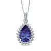 Thumbnail Image 1 of Pear-Shaped Tanzanite and 3/8 CT. T.W. Diamond Pendant in 14K White Gold