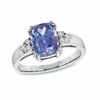 Thumbnail Image 0 of Cushion-Cut Tanzanite and 1/8 CT. T.W. Diamond Ring in 14K White Gold