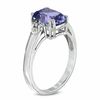 Thumbnail Image 1 of Cushion-Cut Tanzanite and 1/8 CT. T.W. Diamond Ring in 14K White Gold