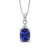 Thumbnail Image 0 of Cushion-Cut Tanzanite and Diamond Accent Pendant in 14K White Gold