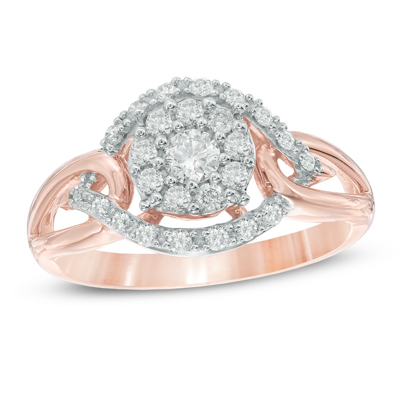 Main Image 1 of 1/2 CT. T.W. Diamond Open Cluster Ring in 10K Rose Gold