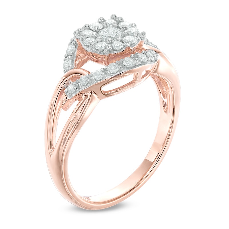 Main Image 2 of 1/2 CT. T.W. Diamond Open Cluster Ring in 10K Rose Gold