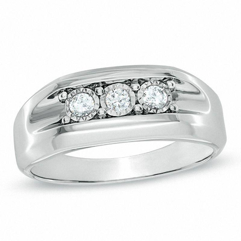 Men's 1/4 CT. T.W. Diamond Three Stone Ring in 10K White Gold