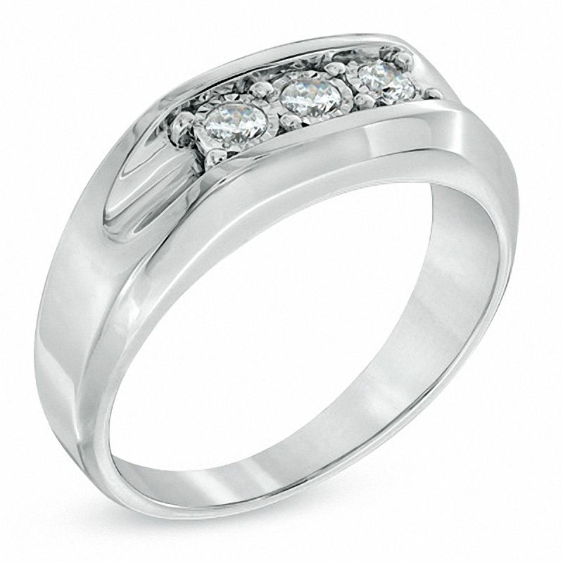 Men's 1/4 CT. T.W. Diamond Three Stone Ring in 10K White Gold