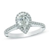 Thumbnail Image 1 of 1-1/3 CT. T.W. Certified Pear-Shaped Diamond Frame Engagement Ring in 14K White Gold (I/I1)