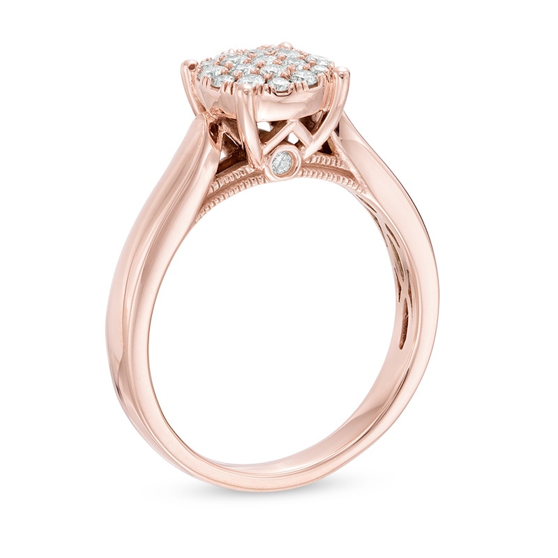 Main Image 2 of 1/3 CT. T.W. Diamond Cluster Ring in 10K Rose Gold