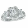 Thumbnail Image 1 of Vera Wang Love Collection 1-1/3 CT. T.W. Emerald-Cut Diamond Three Stone Engagement Ring in 14K White Gold