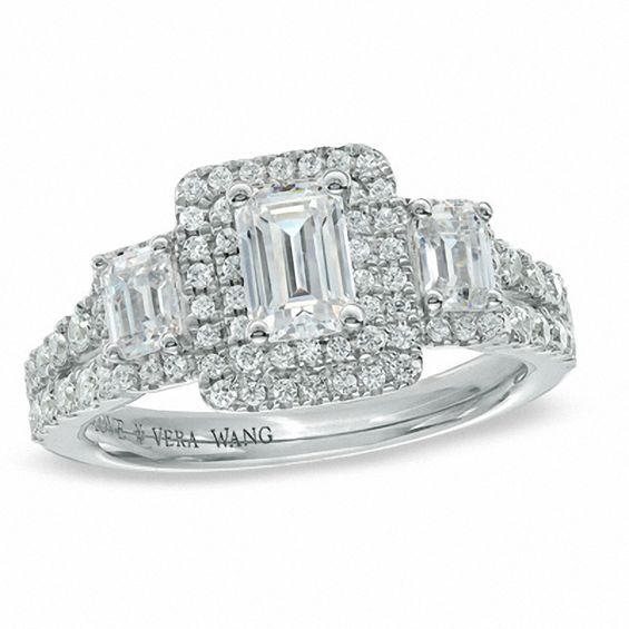 Vera Wang Love Collection 1-1/3 CT. T.W. Emerald-Cut Diamond Three ...