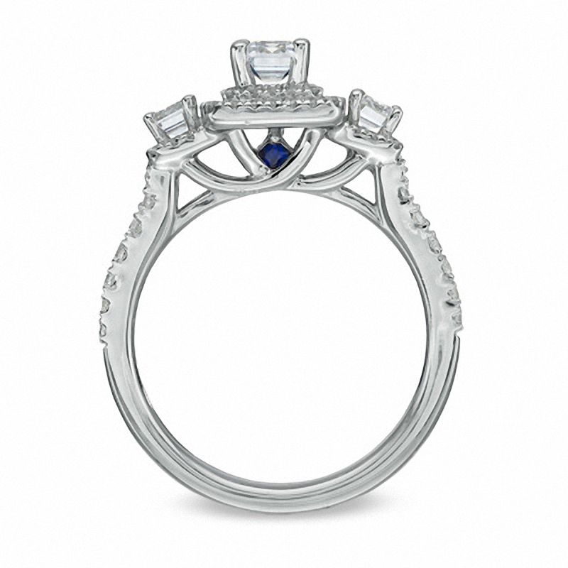 Vera Wang Love Collection 1-1/3 CT. T.W. Emerald-Cut Diamond Three Stone Engagement Ring in 14K White Gold