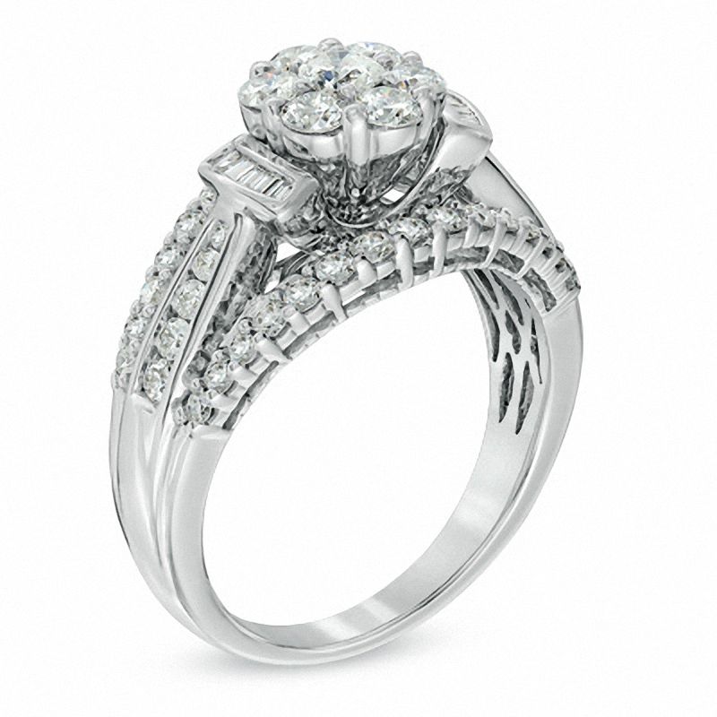 1-1/4 CT. T.W. Diamond Cluster Engagement Ring in 10K White Gold