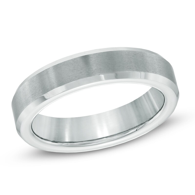 Triton Men's 5.0mm Comfort Fit Wedding Band in White Tungsten - Size 8