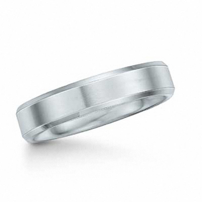 Triton Men's 5.0mm Comfort Fit Wedding Band in White Tungsten - Size 8.5