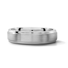 6.0mm Satin Finish Stepped Wedding Band in Tungsten