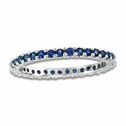 Blue Sapphire Eternity Band in 14K White Gold