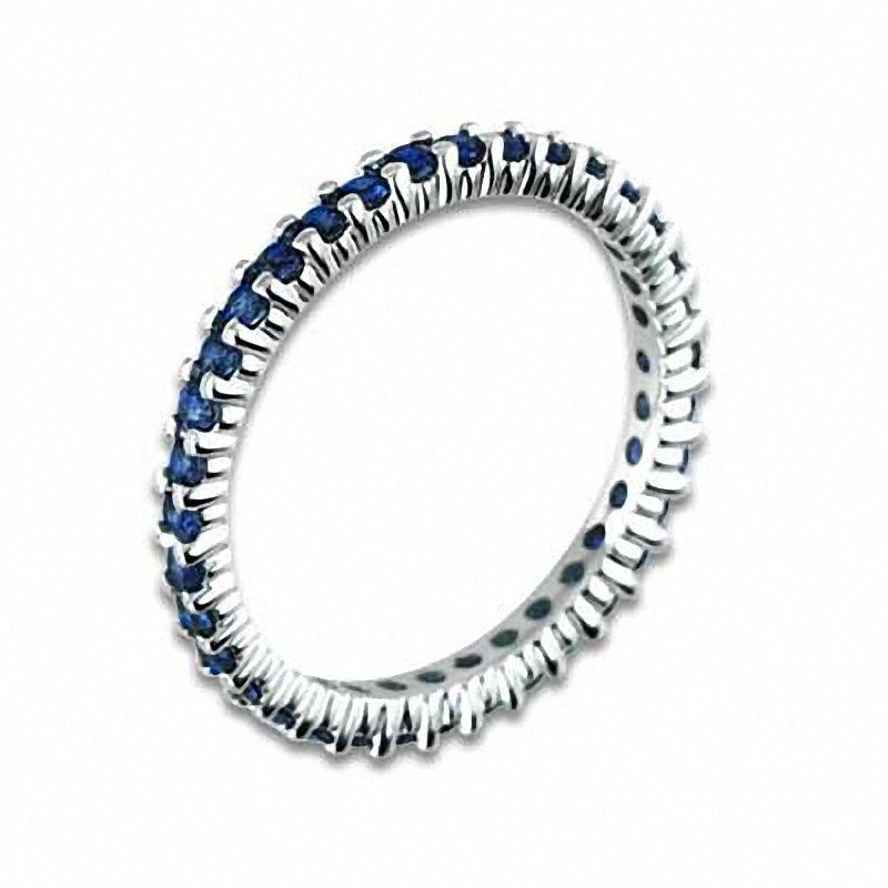 Blue Sapphire Eternity Band in 14K White Gold