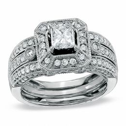 1-5/8 CT. T.W. Diamond Frame Multi-Row Ring in 14K White Gold