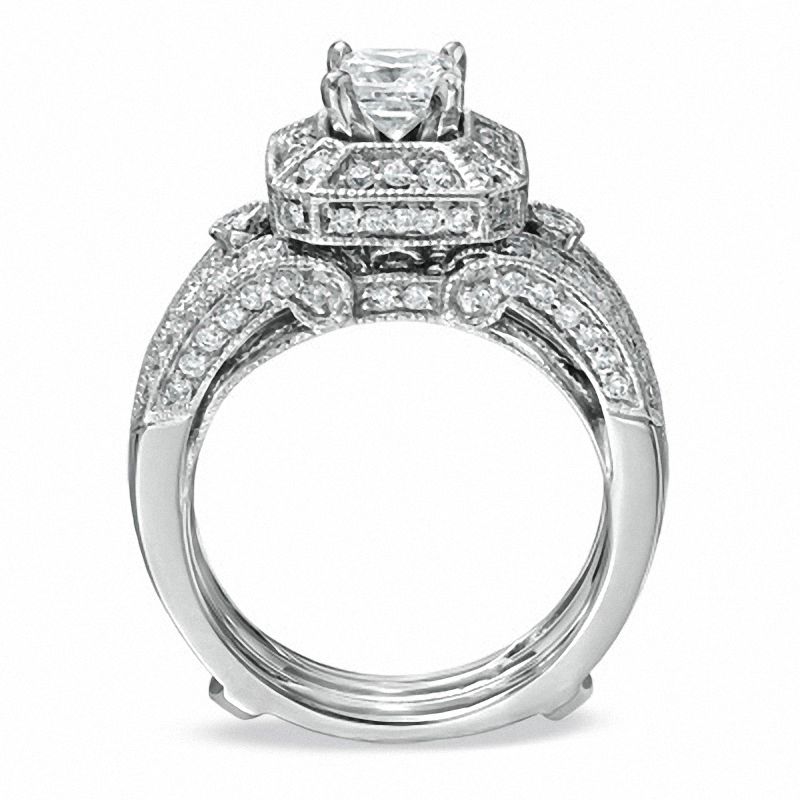Main Image 2 of 1-5/8 CT. T.W. Diamond Frame Multi-Row Ring in 14K White Gold