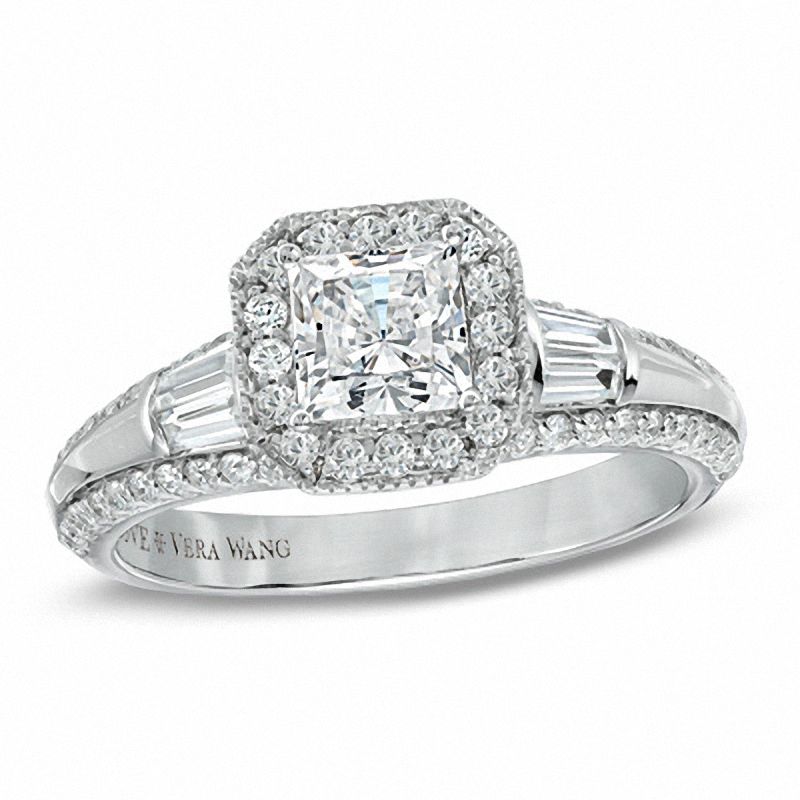 Vera Wang Love Collection 1 CT. T.W. Princess-Cut Diamond Edge Engagement Ring in 14K White Gold