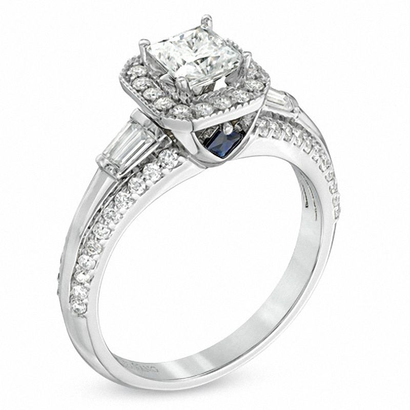 Main Image 2 of Vera Wang Love Collection 1 CT. T.W. Princess-Cut Diamond Edge Engagement Ring in 14K White Gold
