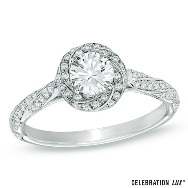 Celebration 102® 7/8 CT. T.W. Diamond Cascading Frame Engagement Ring in 18K White Gold (I/SI2)