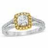 Thumbnail Image 0 of 1 CT. T.W. Yellow and White Diamond Frame Engagement Ring in 14K Two-Tone Gold