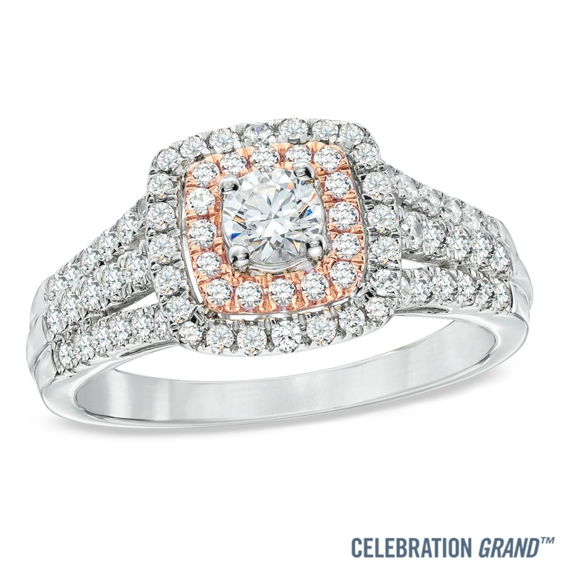 Celebration Ideal 1 CT. T.W. Diamond Engagement Ring in 14K Two-Tone Gold (I/I1)