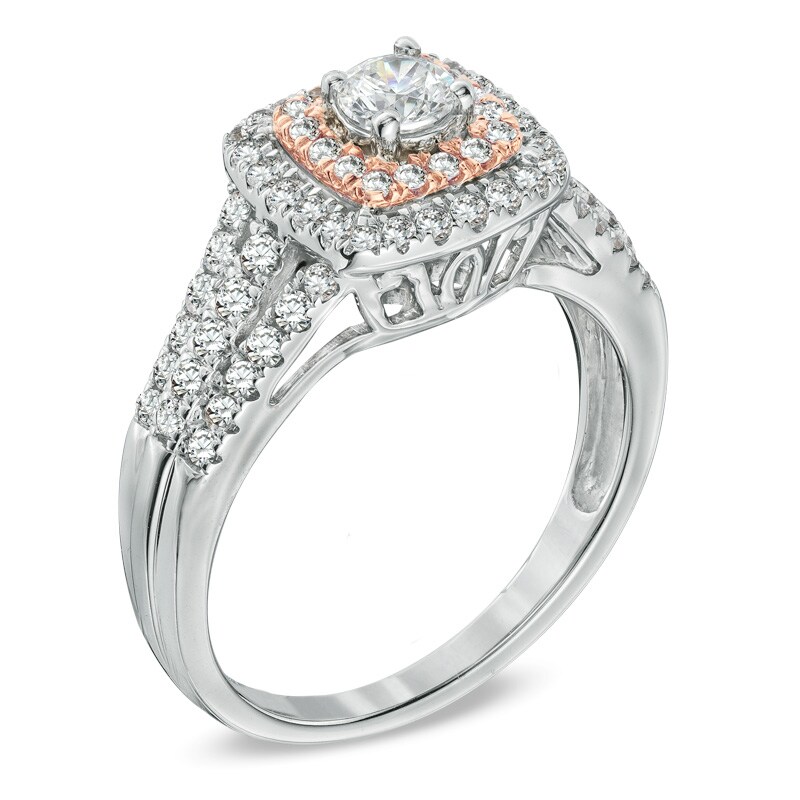 Celebration Ideal 1 CT. T.W. Diamond Engagement Ring in 14K Two-Tone Gold (I/I1)
