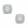 1/2 CT. T.W. Diamond Double Square Frame Stud Earrings in 14K White Gold