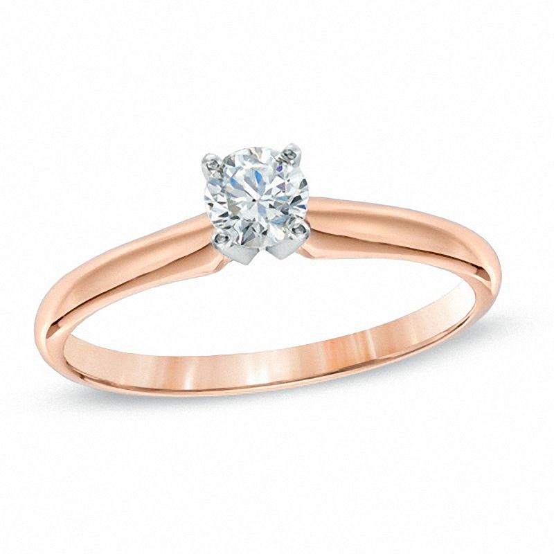 Main Image 1 of 1/3 CT. Diamond Solitaire Engagement Ring in 14K Rose Gold