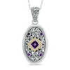 Thumbnail Image 0 of 6.0mm Square Amethyst Pendant in Sterling Silver and 14K Gold