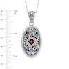 Thumbnail Image 1 of 6.0mm Square Amethyst Pendant in Sterling Silver and 14K Gold
